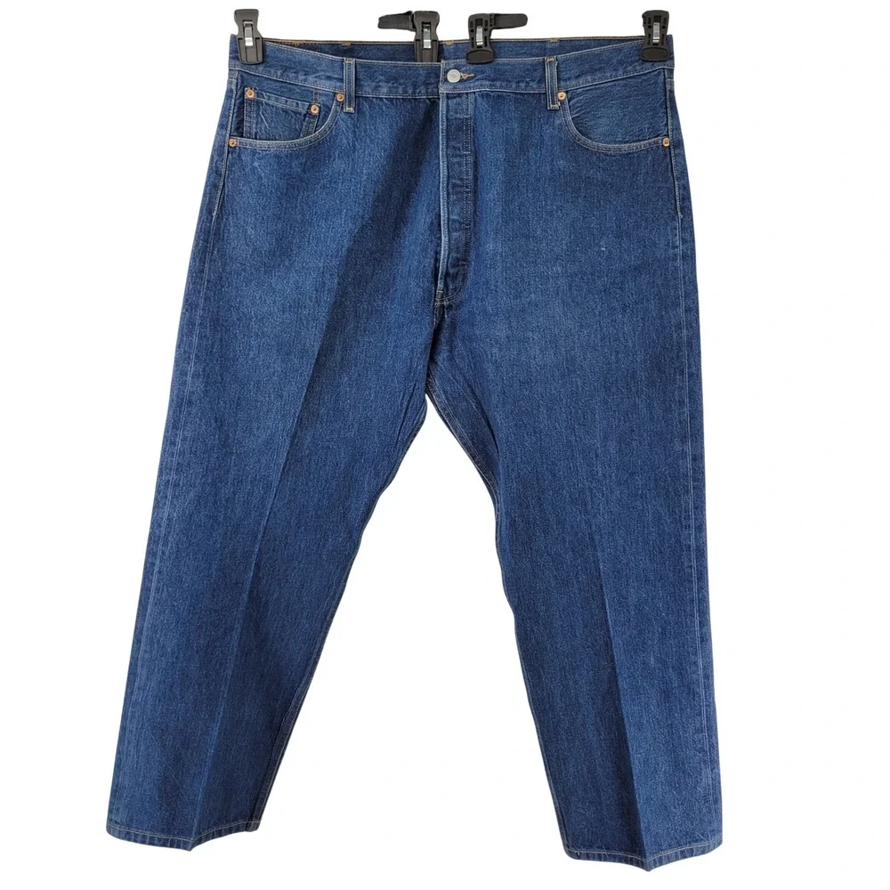 Levi's 501 Straight Fit Jeans‎ Mens 46x30 Blue Button Fly 100% Cotton Denim